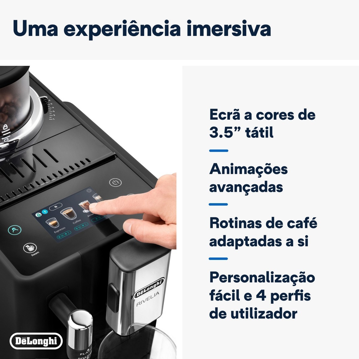 Máquina de Café Automática De'Longhi Rivelia EXAM440.35.B de 1450 W, de 19 bar e de 13 Níveis de Moagem - Onyx Black Preto-7