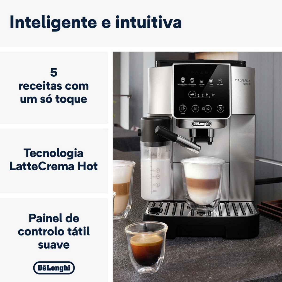 Máquina de Café Automática De'Longhi Magnifica Start ECAM220.80.SB - Preto e Prateado Preto / Prateado-2