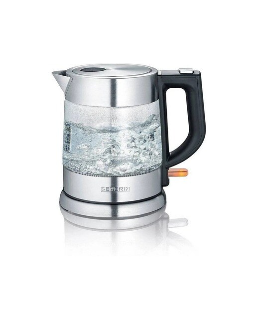 Imagem 0 de Jarro Elétrico Severin WK 3468 de 2200 W e Capacidade de 1 Litro - Vidro, Aço Inoxidável Escovado e Preto