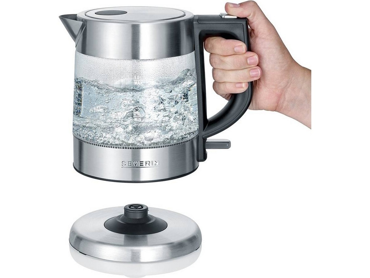 Jarro Elétrico Severin WK 3468 de 2200 W e Capacidade de 1 Litro - Vidro, Aço Inoxidável Escovado e Preto Aço inoxidável-2
