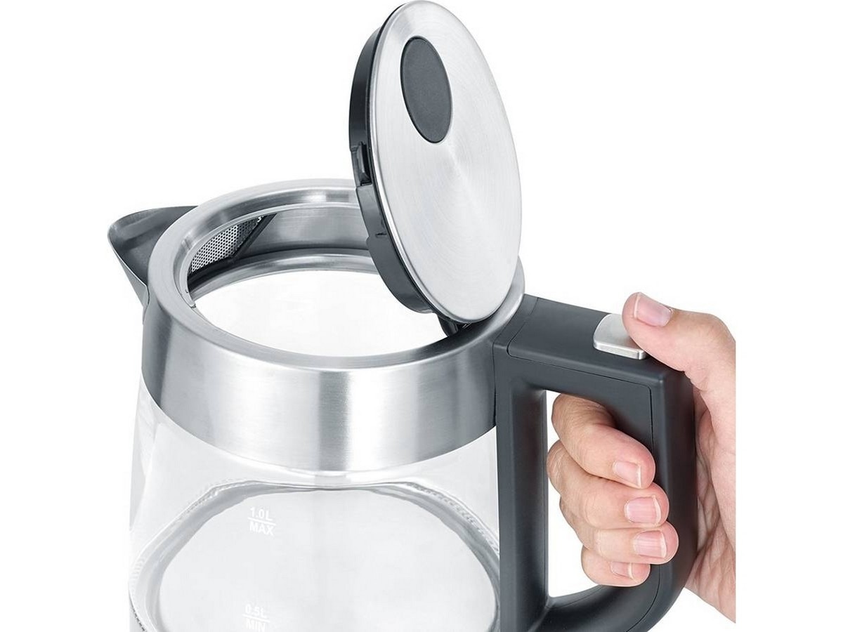 Jarro Elétrico Severin WK 3468 de 2200 W e Capacidade de 1 Litro - Vidro, Aço Inoxidável Escovado e Preto Aço inoxidável-3