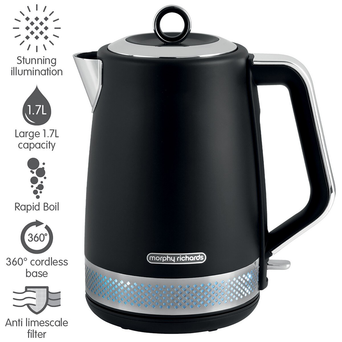 Jarro Elétrico Morphy Richards Linha Ilumination 108020 de 3000 W e Capacidade de 1,5 Litros - Preto Preto-2