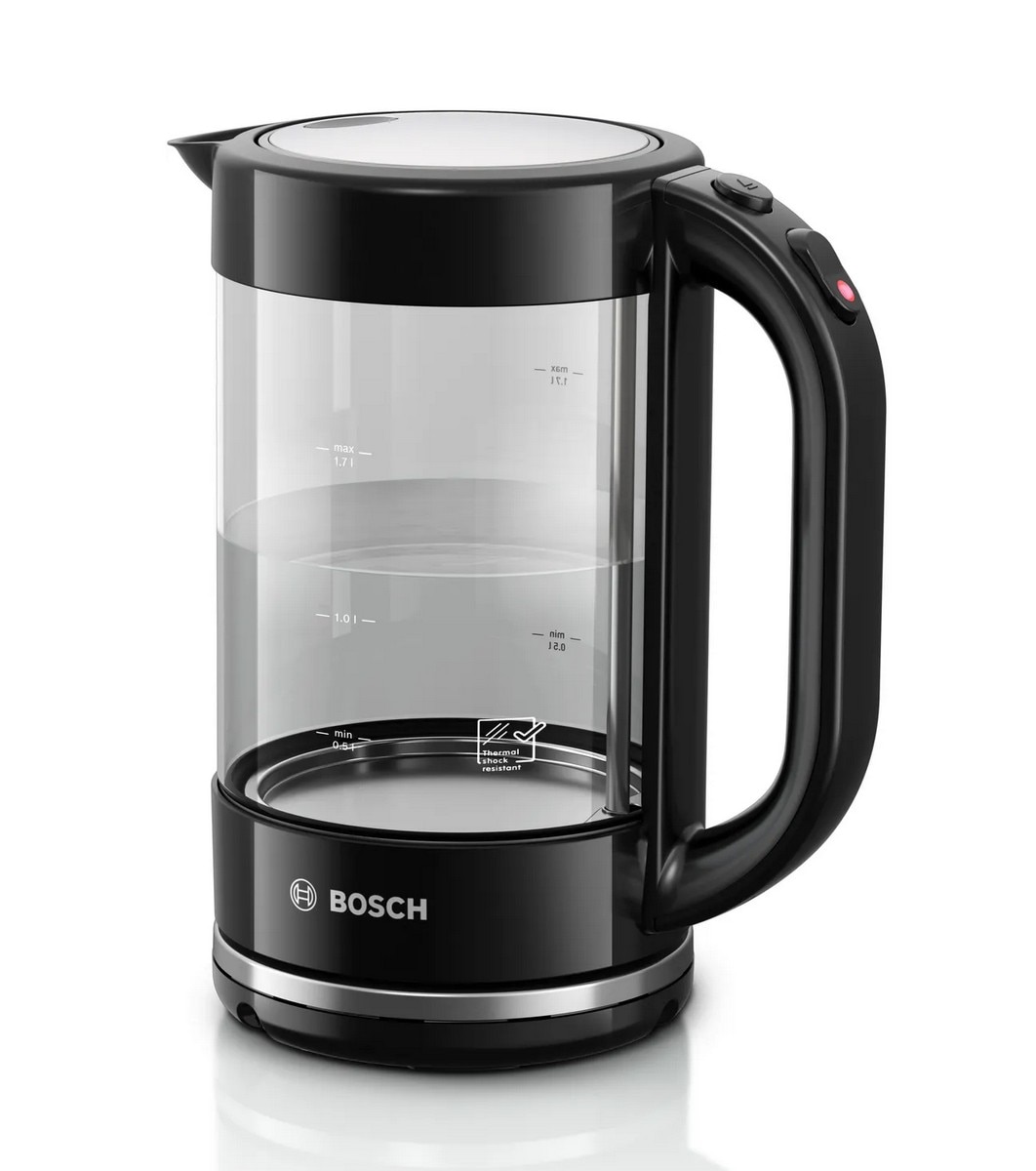 Jarro Elétrico Bosch TWK70B03 de 2400 W e de 1,7 Litros - Preto Preto / Vidro-1