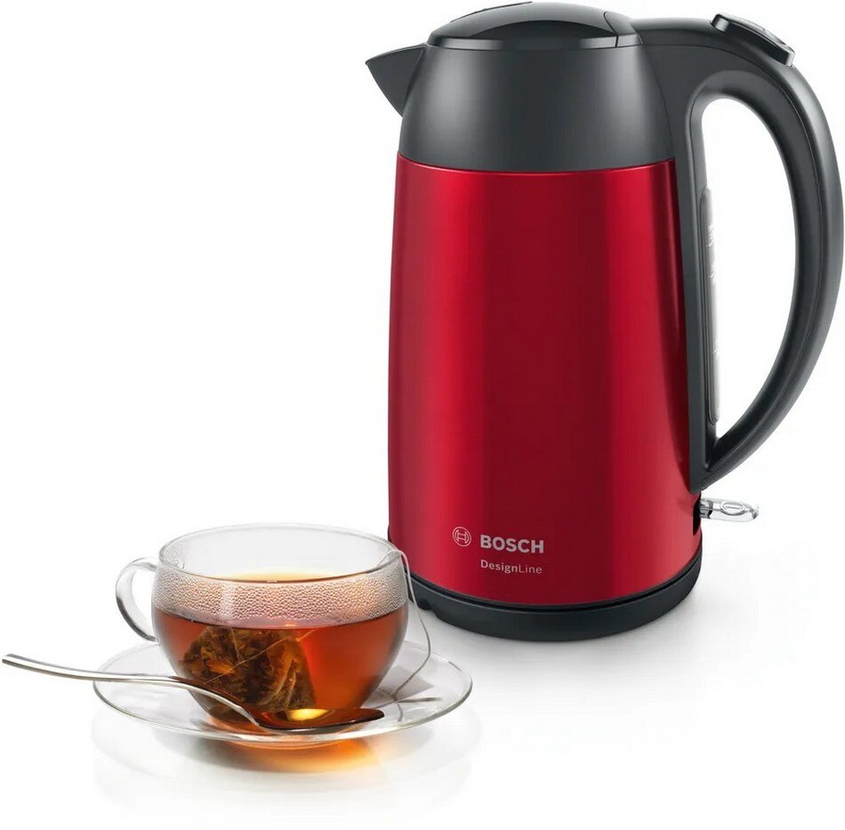 Jarro Elétrico Bosch DesignLine TWK4P434 de 2400 W e de 1,7 Litros - Inox e Vermelho Vermelho-2