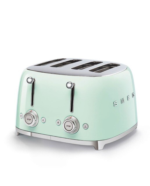 Torradeira Smeg Anni 50 de 2000 W com 4 Fendas Curtas Verde Água-1