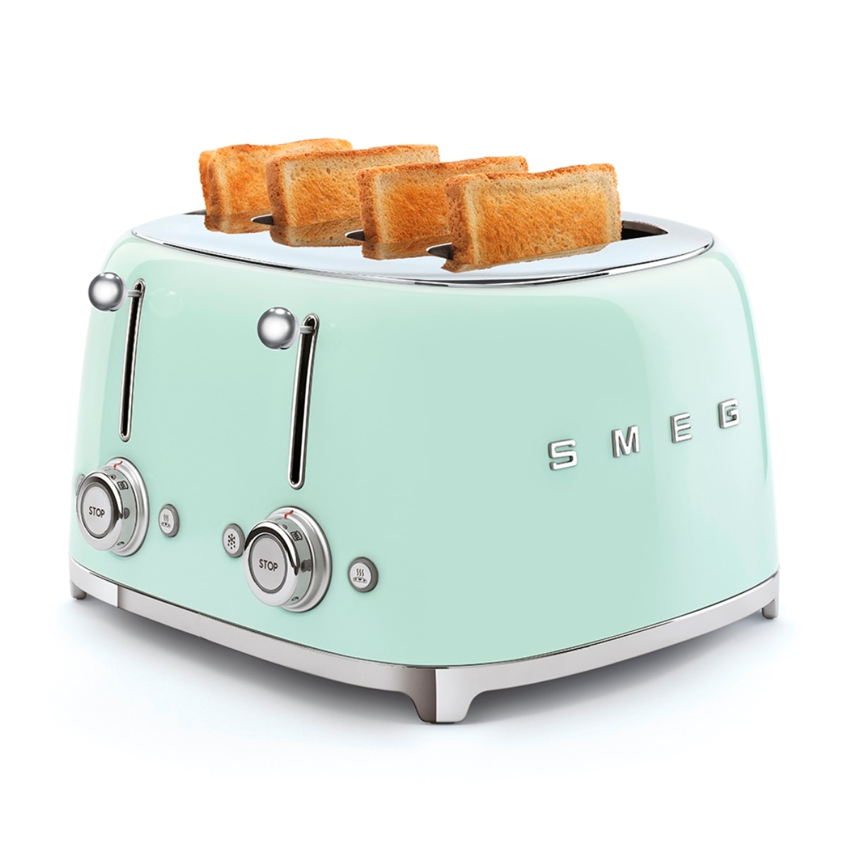 Torradeira Smeg Anni 50 de 2000 W com 4 Fendas Curtas Verde Água-2