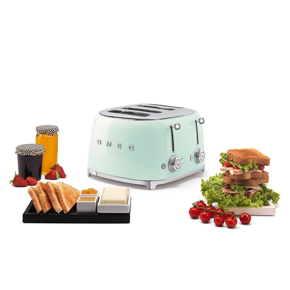 Torradeira Smeg Anni 50 de 2000 W com 4 Fendas Curtas Verde Água-4