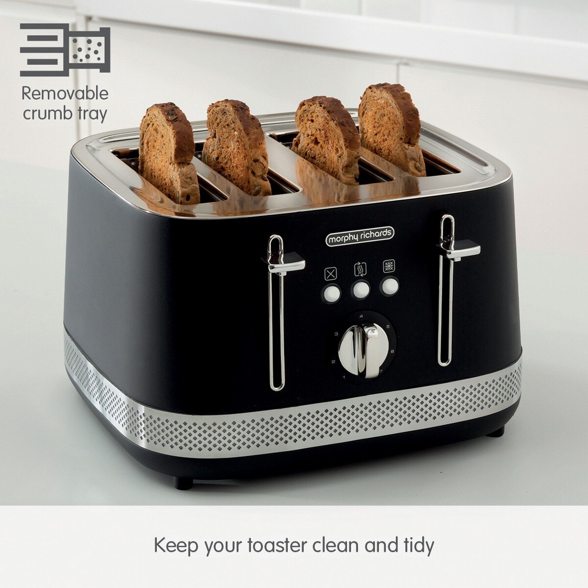 Torradeira Morphy Richards 248020 Linha Illumination de 1800 W com 4 Fendas Curtas - Preto Preto-5