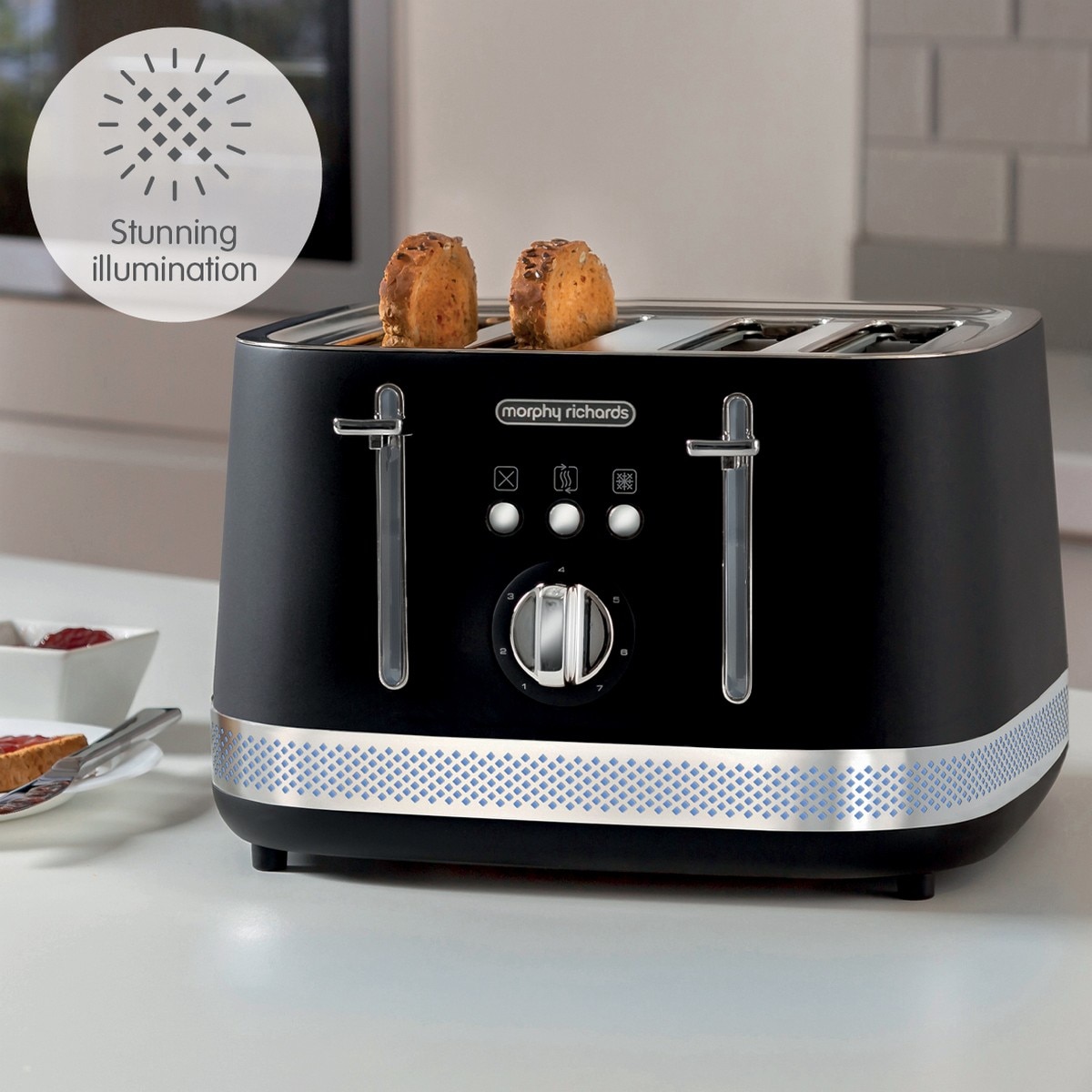 Torradeira Morphy Richards 248020 Linha Illumination de 1800 W com 4 Fendas Curtas - Preto Preto-7