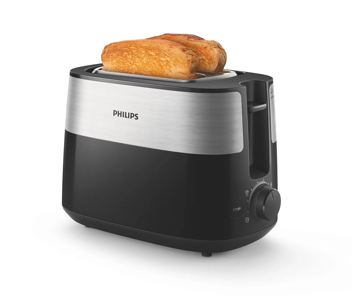 Imagem 0 de Torradeira Philips HD2516/90 Daily Collection de 830 W com 2 Fendas Curtas - Inox e Preto