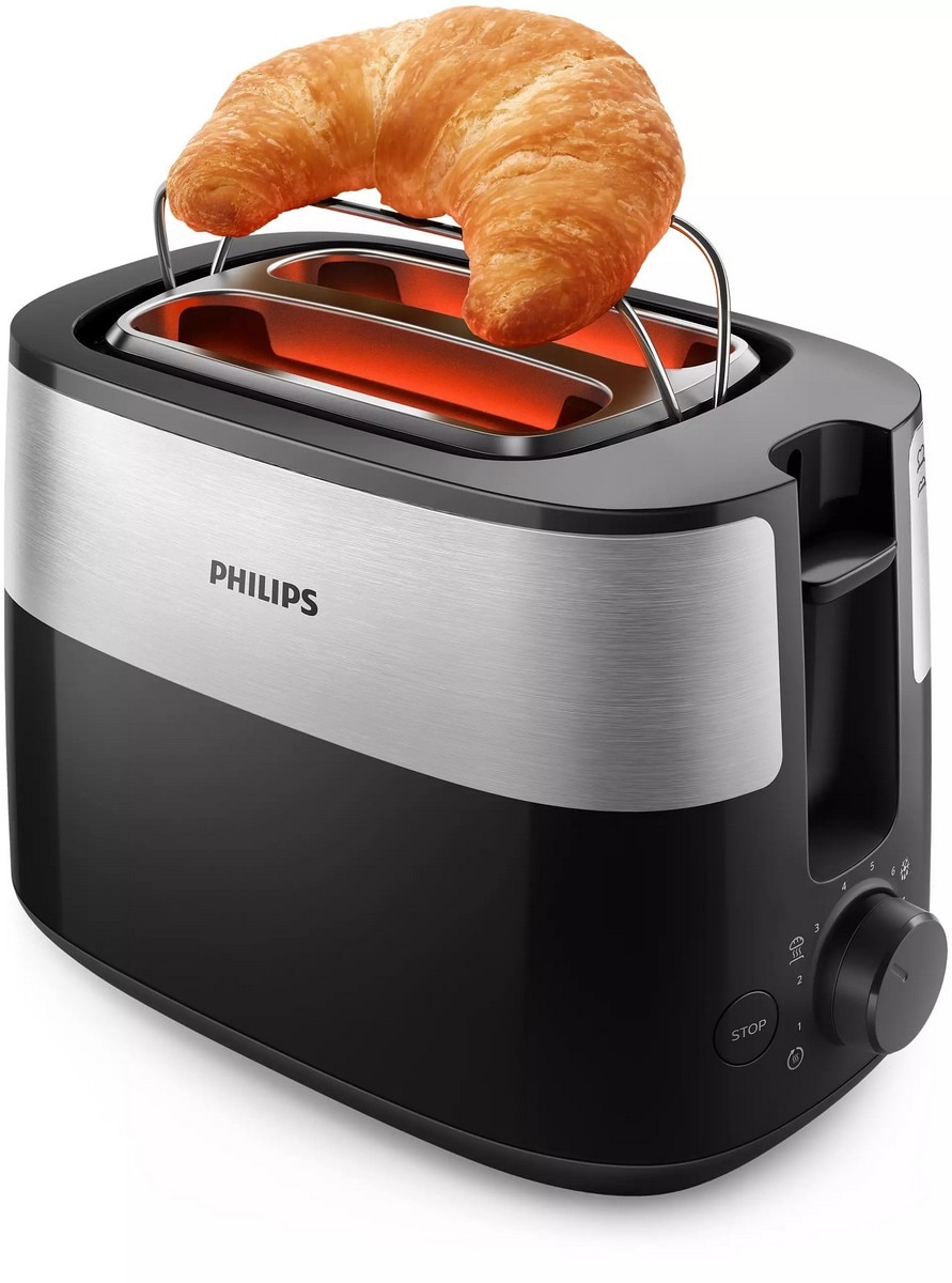 Torradeira Philips HD2516/90 Daily Collection de 830 W com 2 Fendas Curtas - Inox e Preto Preto-3