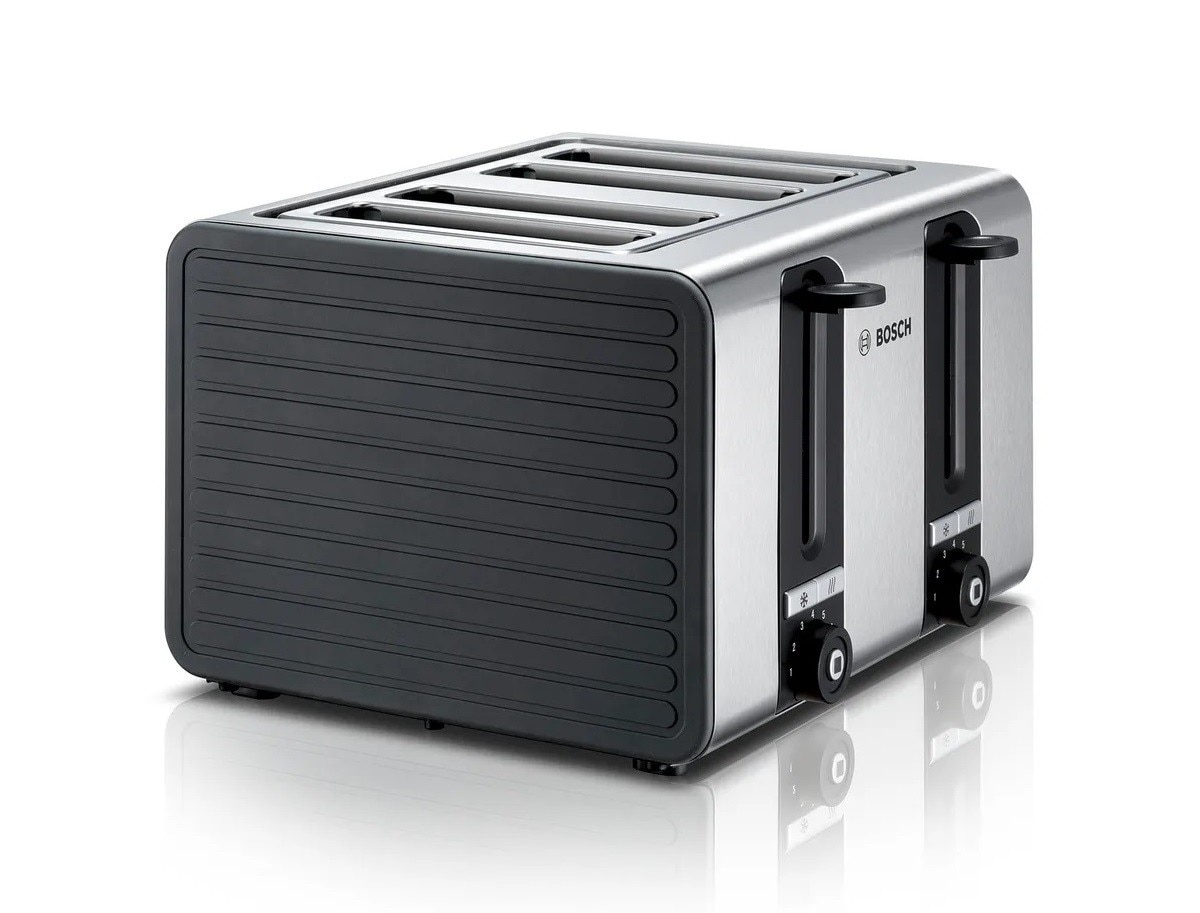 Imagem 0 de Torradeira Bosch Silicone line TAT7S45 com 4 Fendas Curtas - Inox e Cinzento