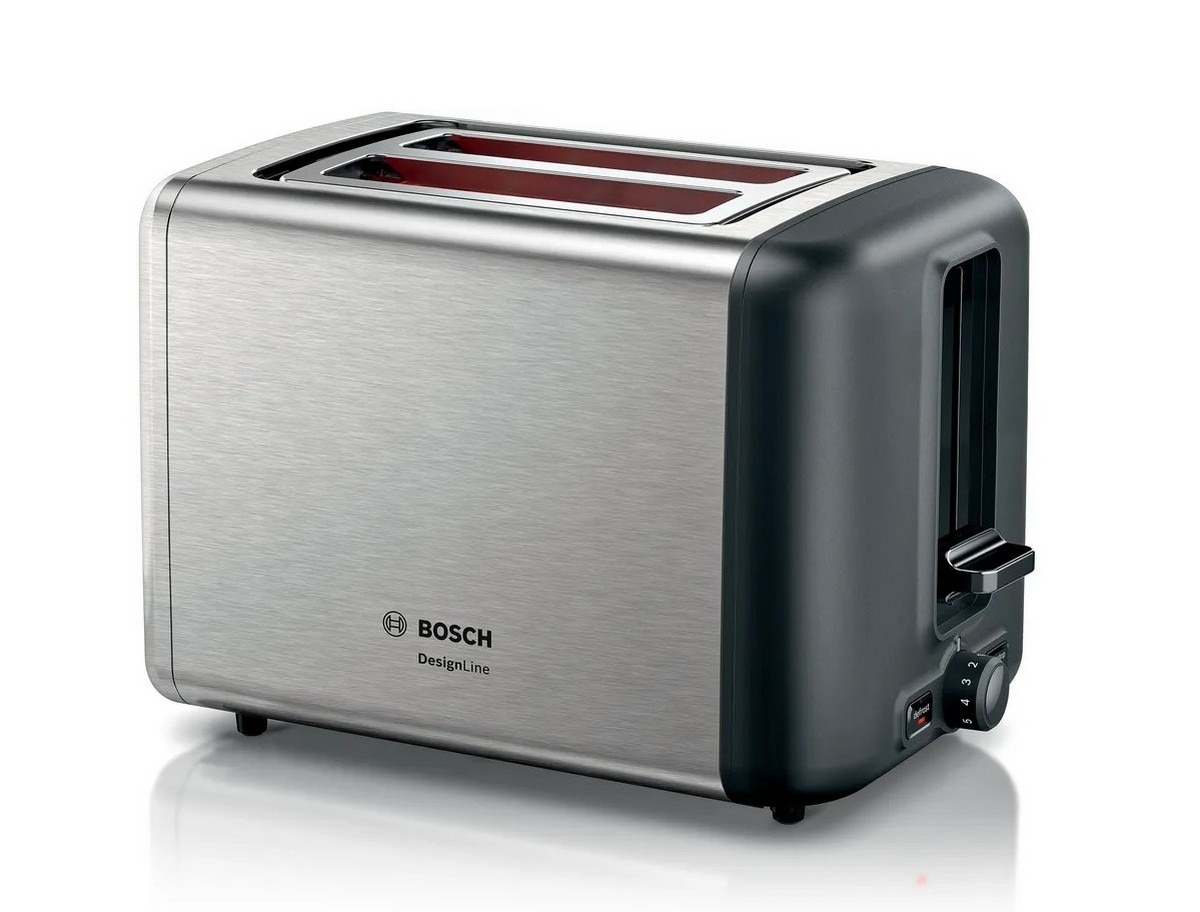 Torradeira Bosch Compacta DesignLine TAT3P420 de 970 W com 2 Fendas Curtas - Inox Inox-1