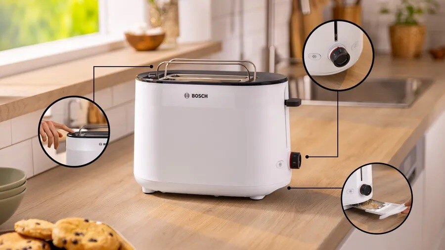Torradeira Bosch Compacta MyMoment TAT2M121 de 950 W com 2 Fendas Curtas - Branco Branco-3