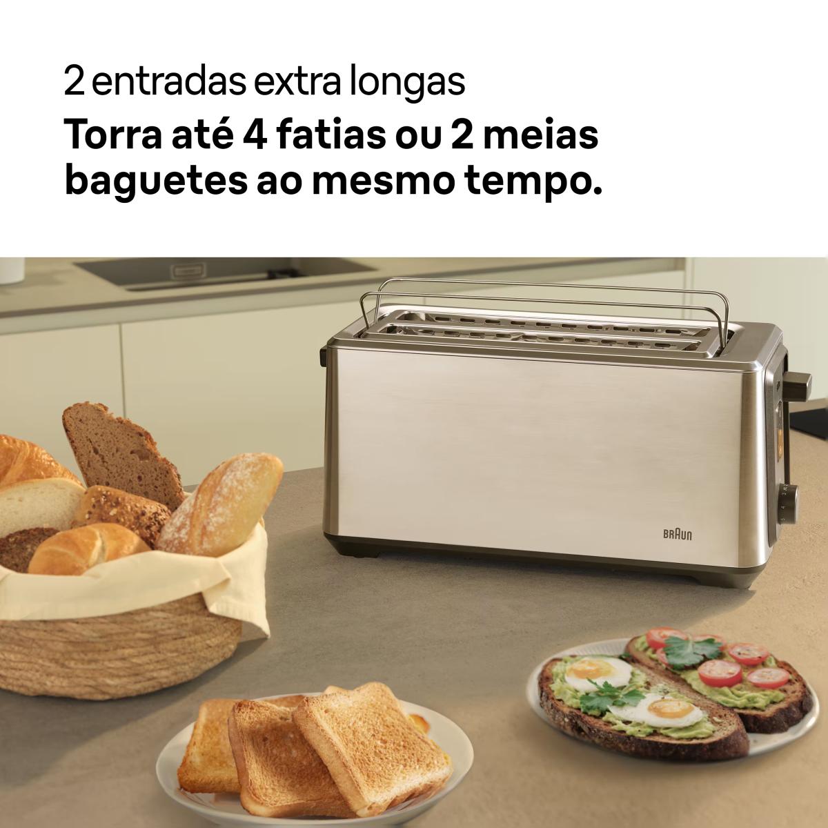 Torradeira Braun Indentity 5 HT5220BK 2 Fendas Longas, de 1470 W - Inox Inox-3