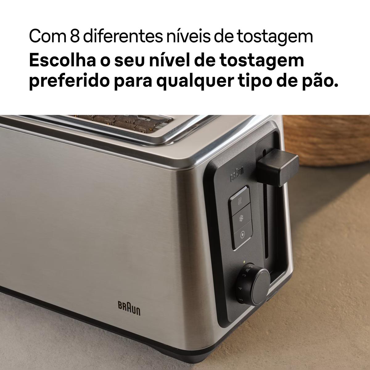 Torradeira Braun Indentity 5 HT5220BK 2 Fendas Longas, de 1470 W - Inox Inox-4