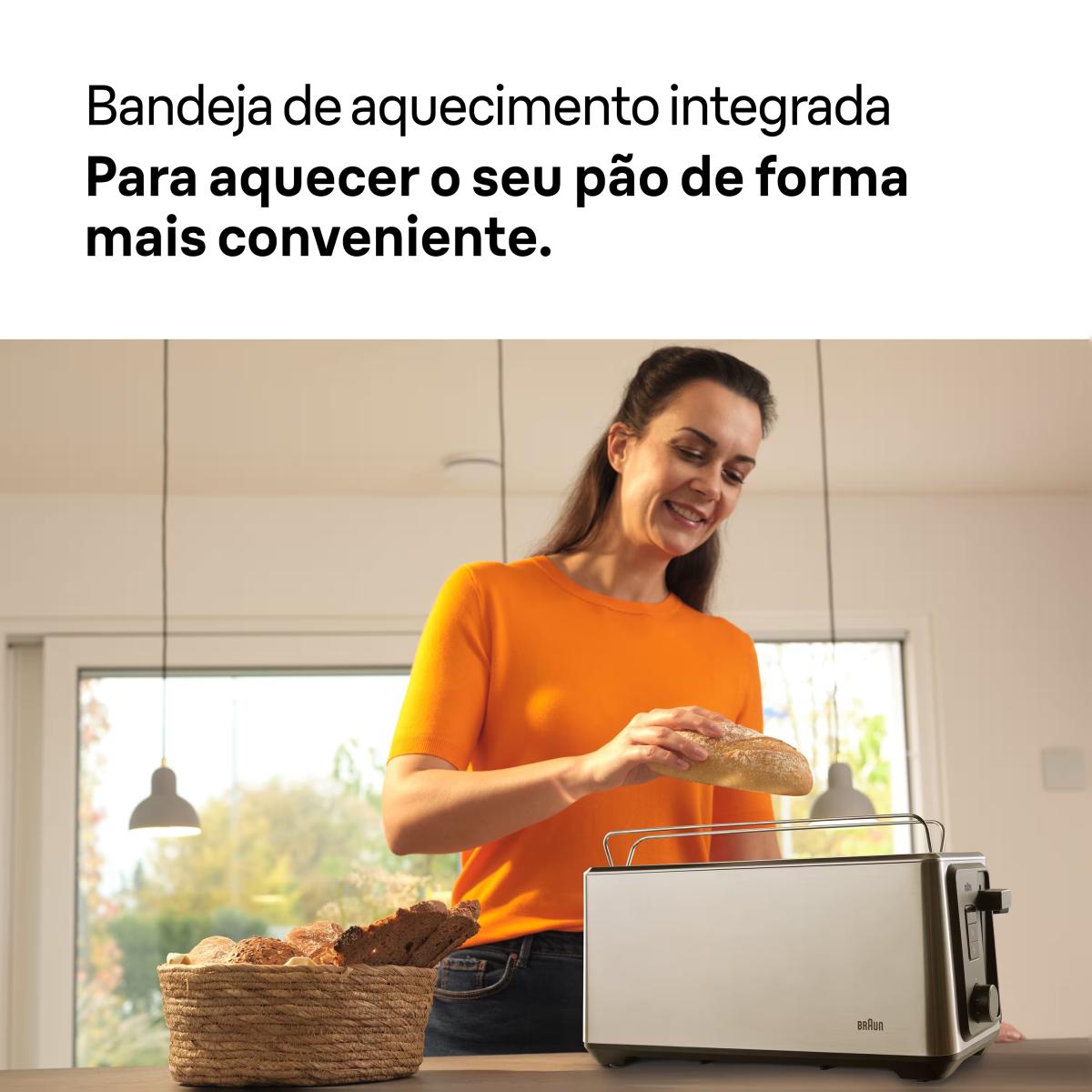 Torradeira Braun Indentity 5 HT5220BK 2 Fendas Longas, de 1470 W - Inox Inox-5