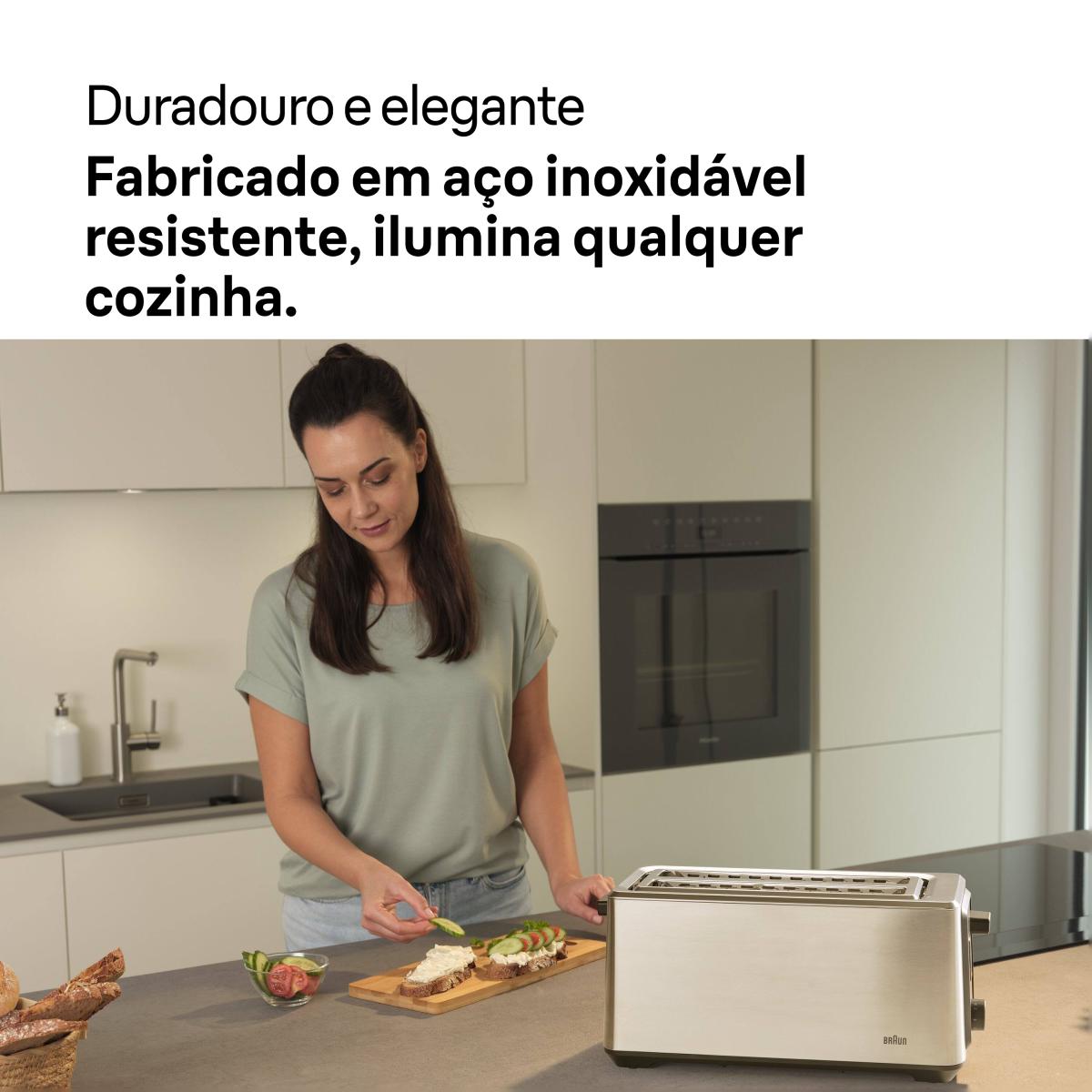 Torradeira Braun Indentity 5 HT5220BK 2 Fendas Longas, de 1470 W - Inox Inox-8