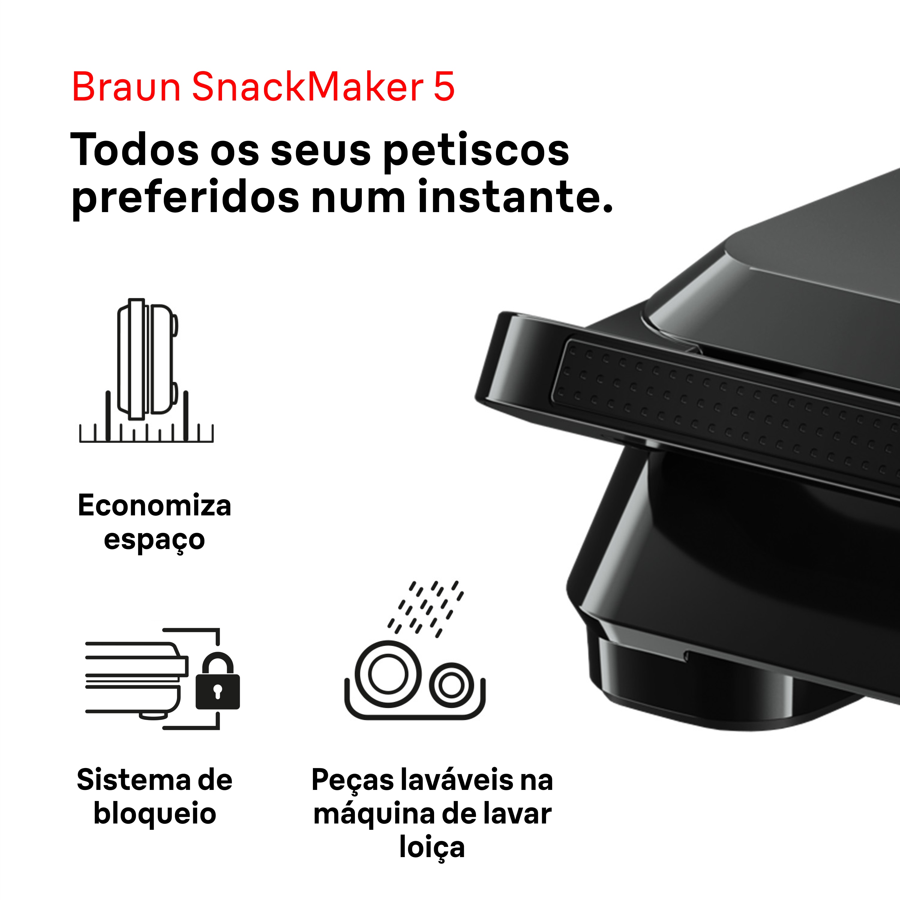 Sanduicheira Braun SM5001 de 800 W - Preto Preto-2