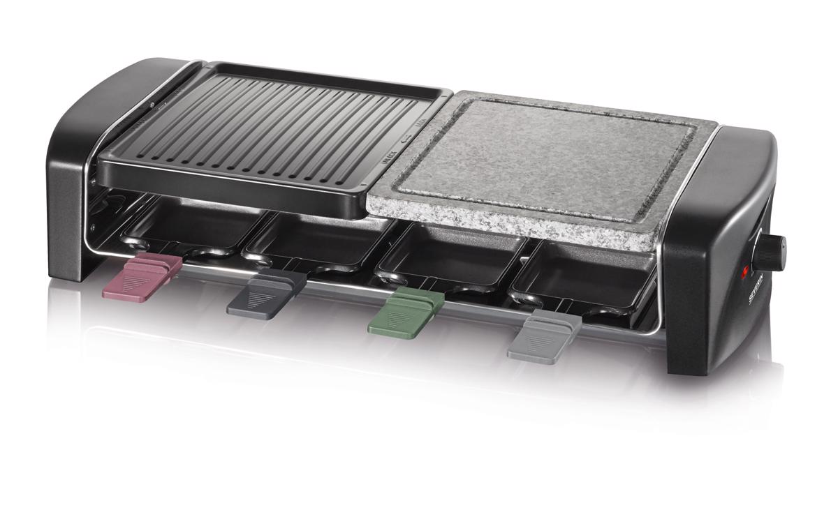 Grelhador Raclette Severin RG 9645 de 1400 W com 2 Zonas Grelha Antiaderente e Pedra Natural - Preto Preto-1