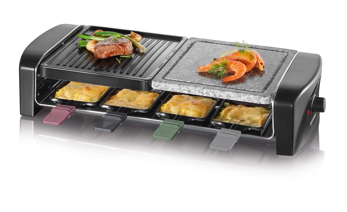 Grelhador Raclette Severin RG 9645 de 1400 W com 2 Zonas Grelha Antiaderente e Pedra Natural - Preto Preto-2