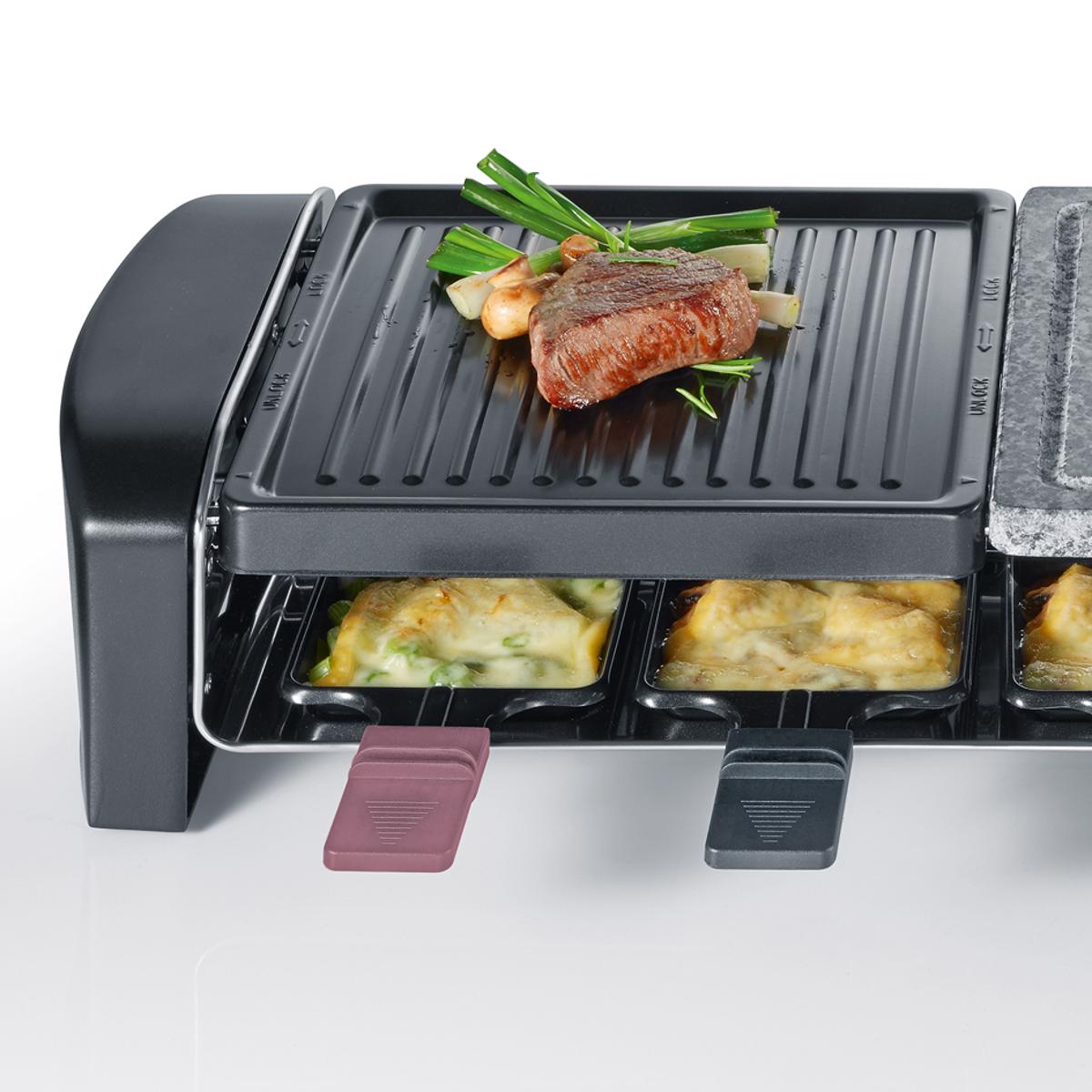 Grelhador Raclette Severin RG 9645 de 1400 W com 2 Zonas Grelha Antiaderente e Pedra Natural - Preto Preto-3