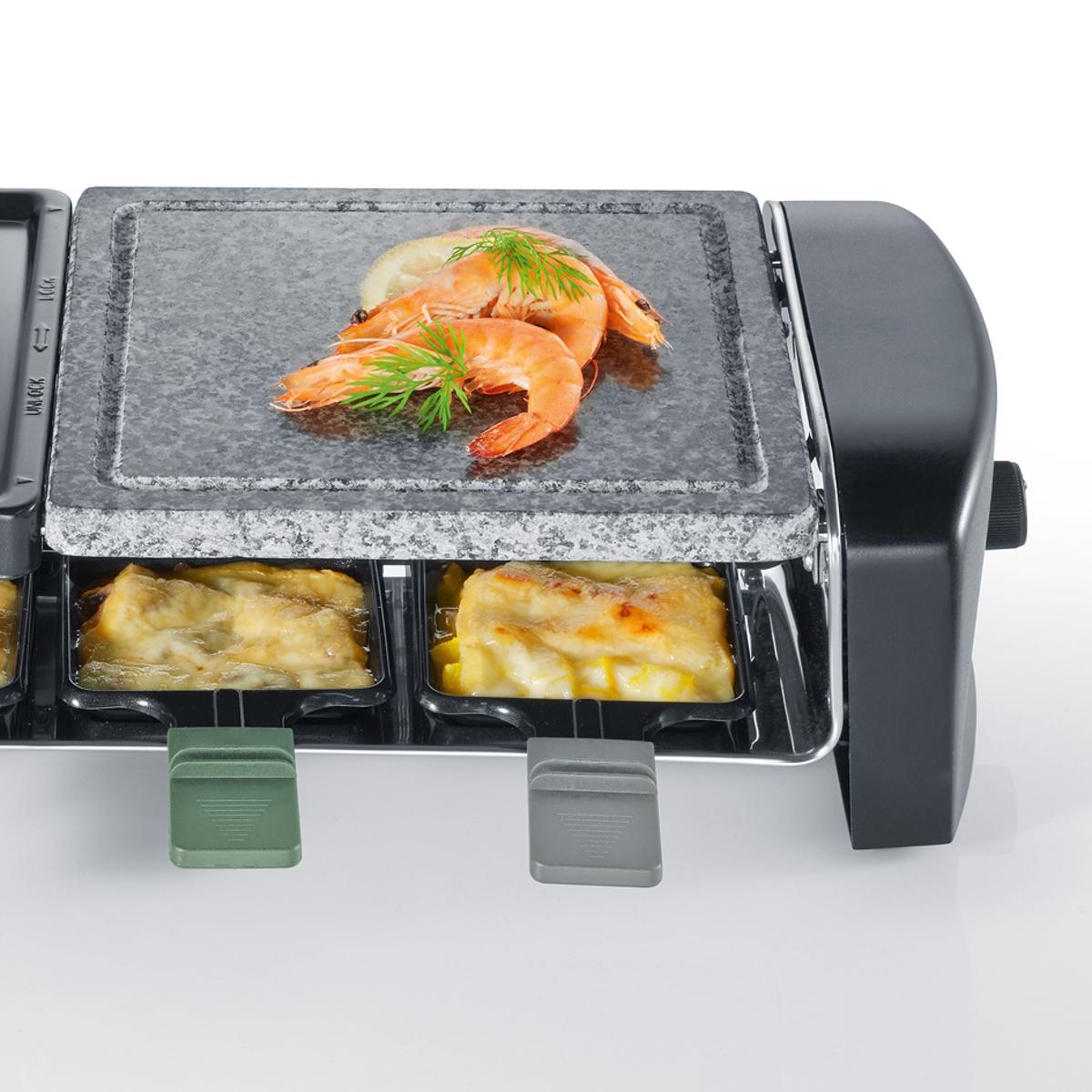 Grelhador Raclette Severin RG 9645 de 1400 W com 2 Zonas Grelha Antiaderente e Pedra Natural - Preto Preto-4