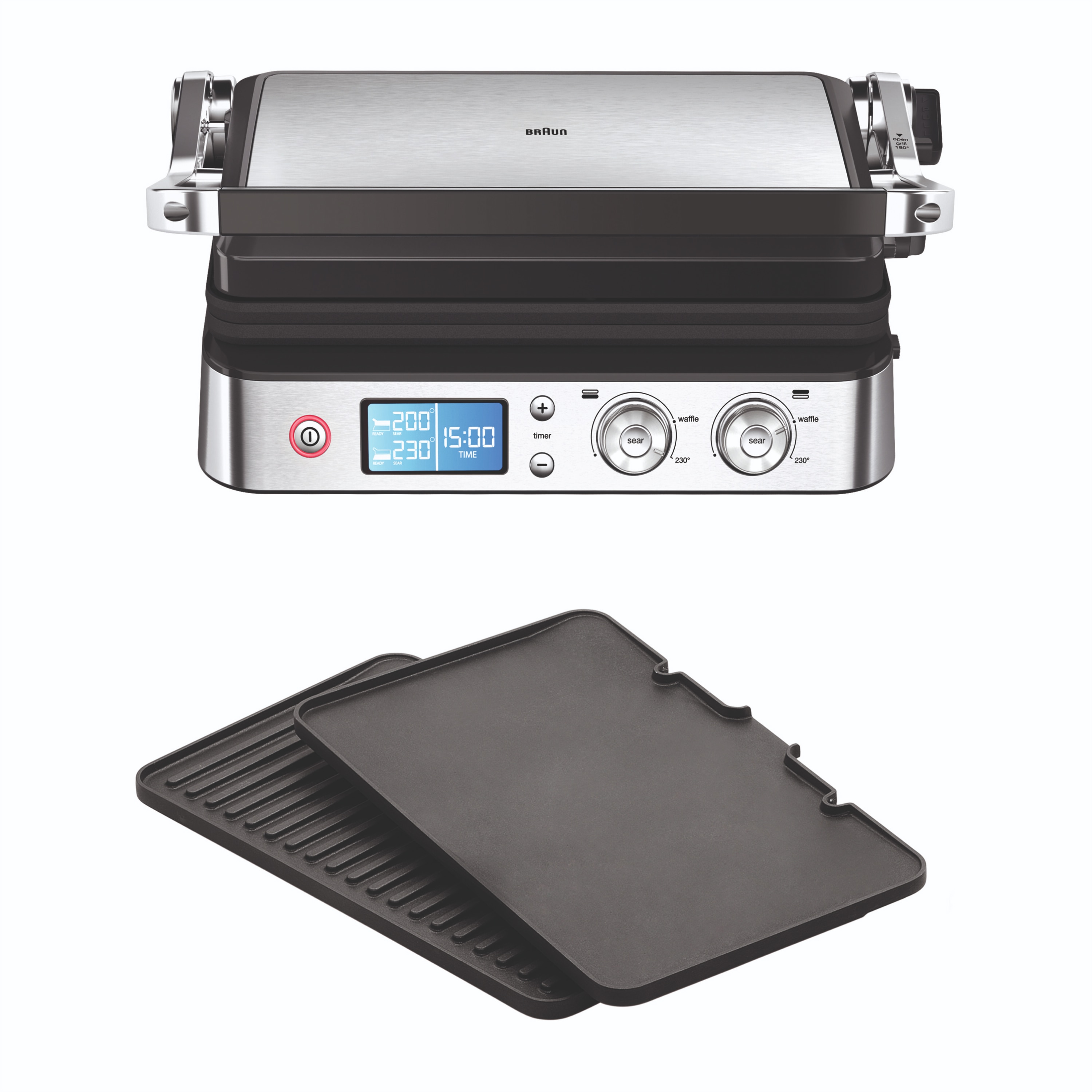 Imagem 0 de Grelhador de Placas Braun CG9040 MultiGrill 9, 3 em 1, Dupla Placa Extra Grande Independente e de 2000 W