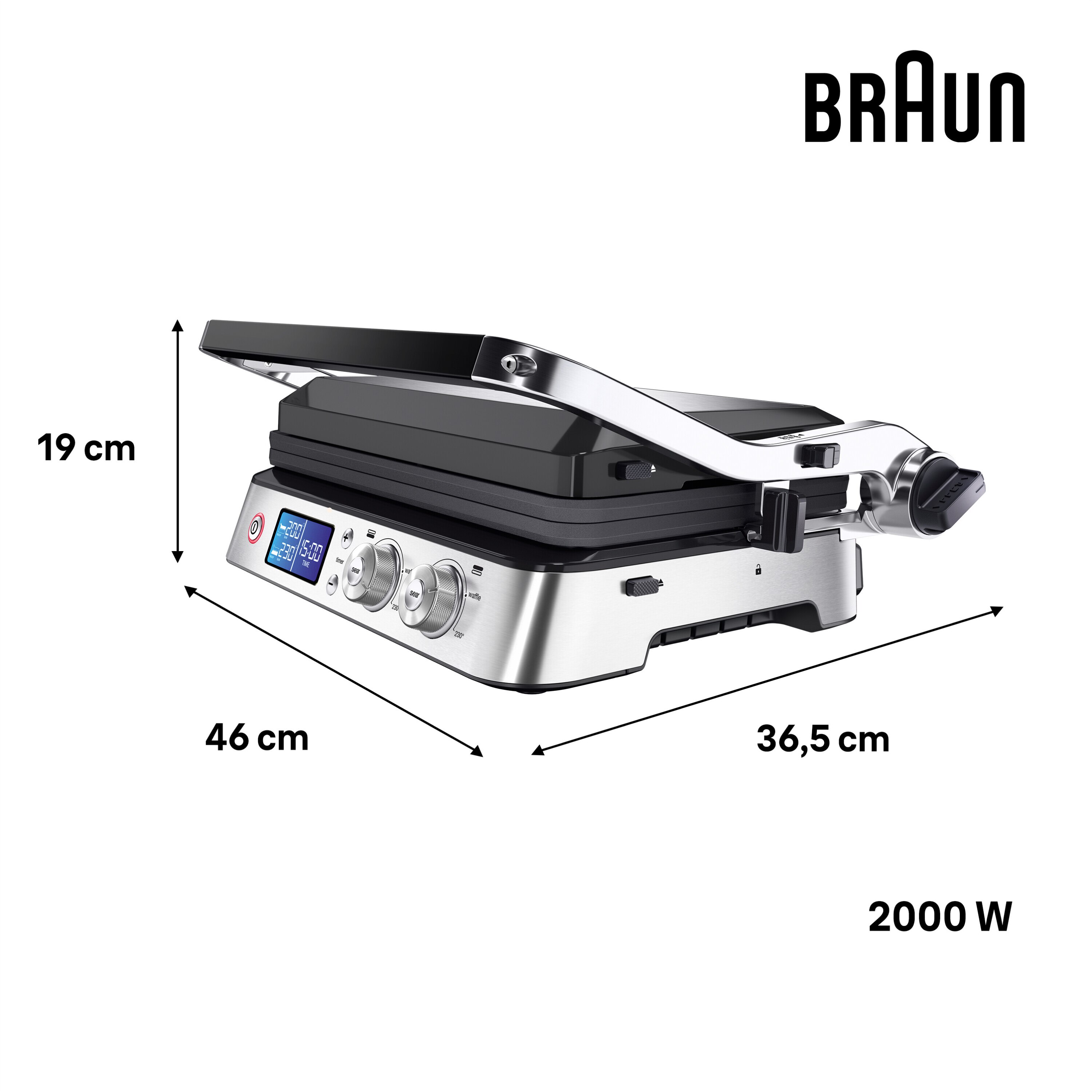 Grelhador de Placas Braun CG9040 MultiGrill 9, 3 em 1, Dupla Placa Extra Grande Independente e de 2000 W 3