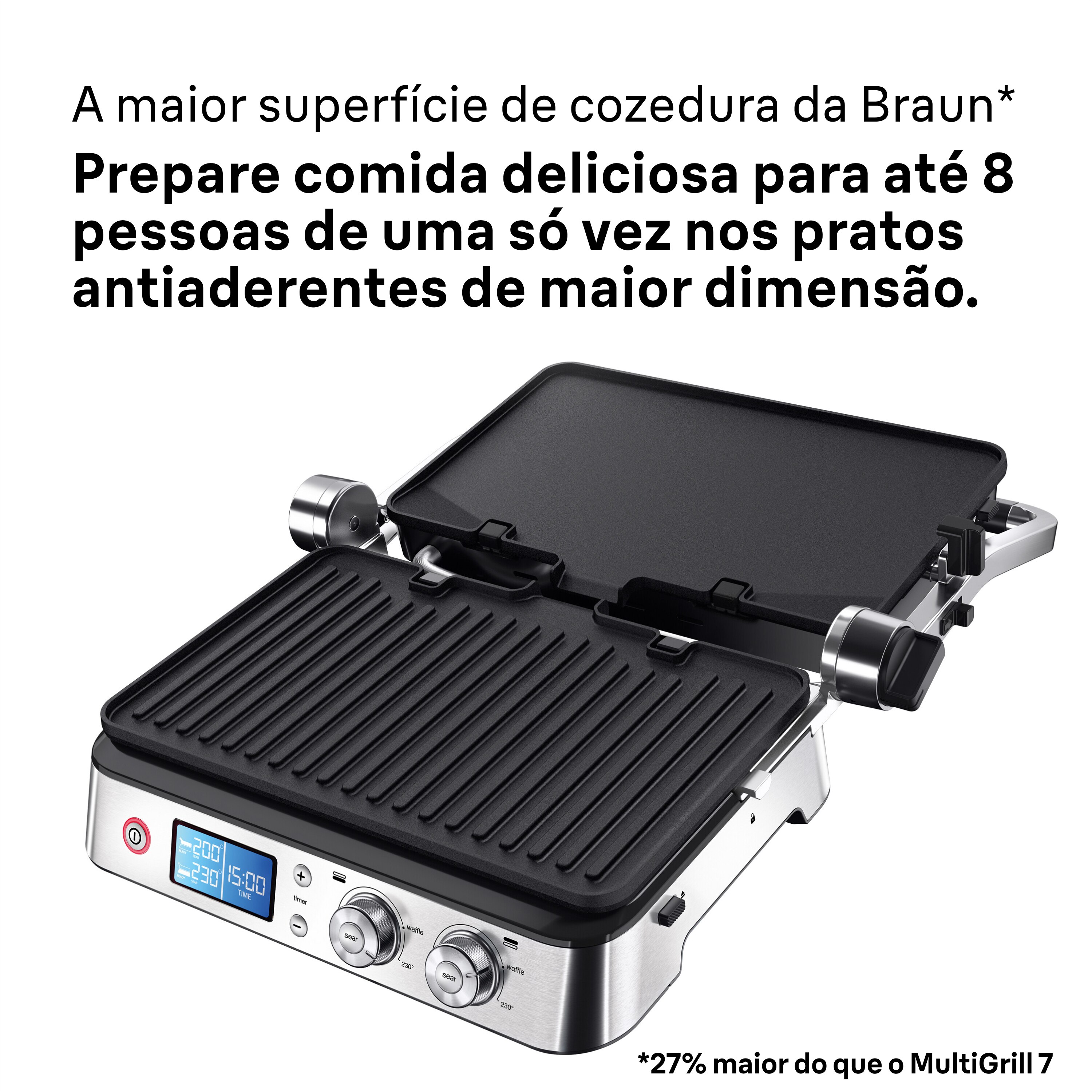 Grelhador de Placas Braun CG9040 MultiGrill 9, 3 em 1, Dupla Placa Extra Grande Independente e de 2000 W 4