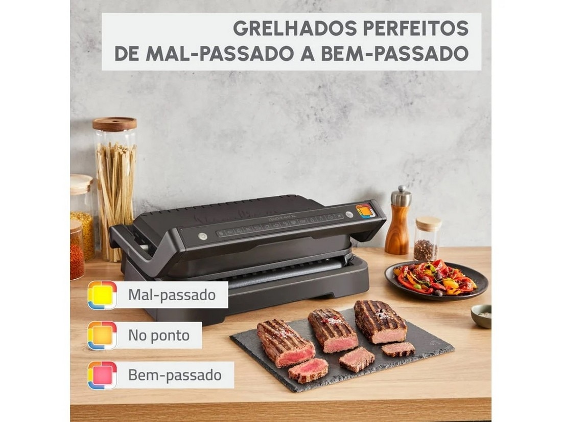 Grelhador de Placas Moulinex GI784810 Inteligente, Optigrill, 4 em 1, XL e de 2200 W - Preto Preto-4