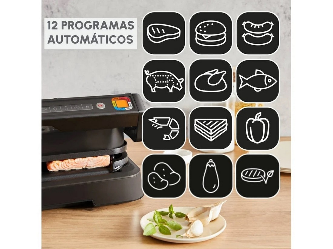 Grelhador de Placas Moulinex GI784810 Inteligente, Optigrill, 4 em 1, XL e de 2200 W - Preto Preto-5