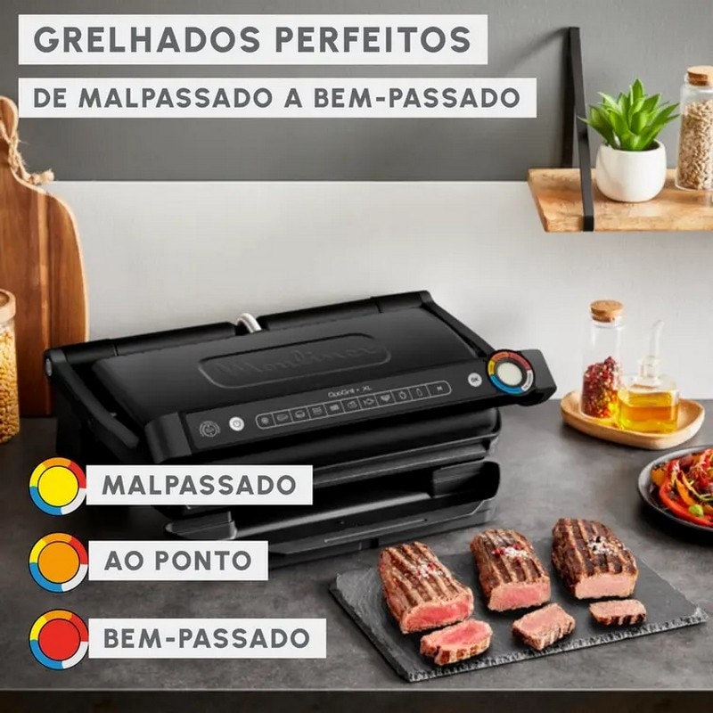Grelhador de Placas Moulinex GI727810 OptiGrill+ XL de 2000 W - Preto Preto-3