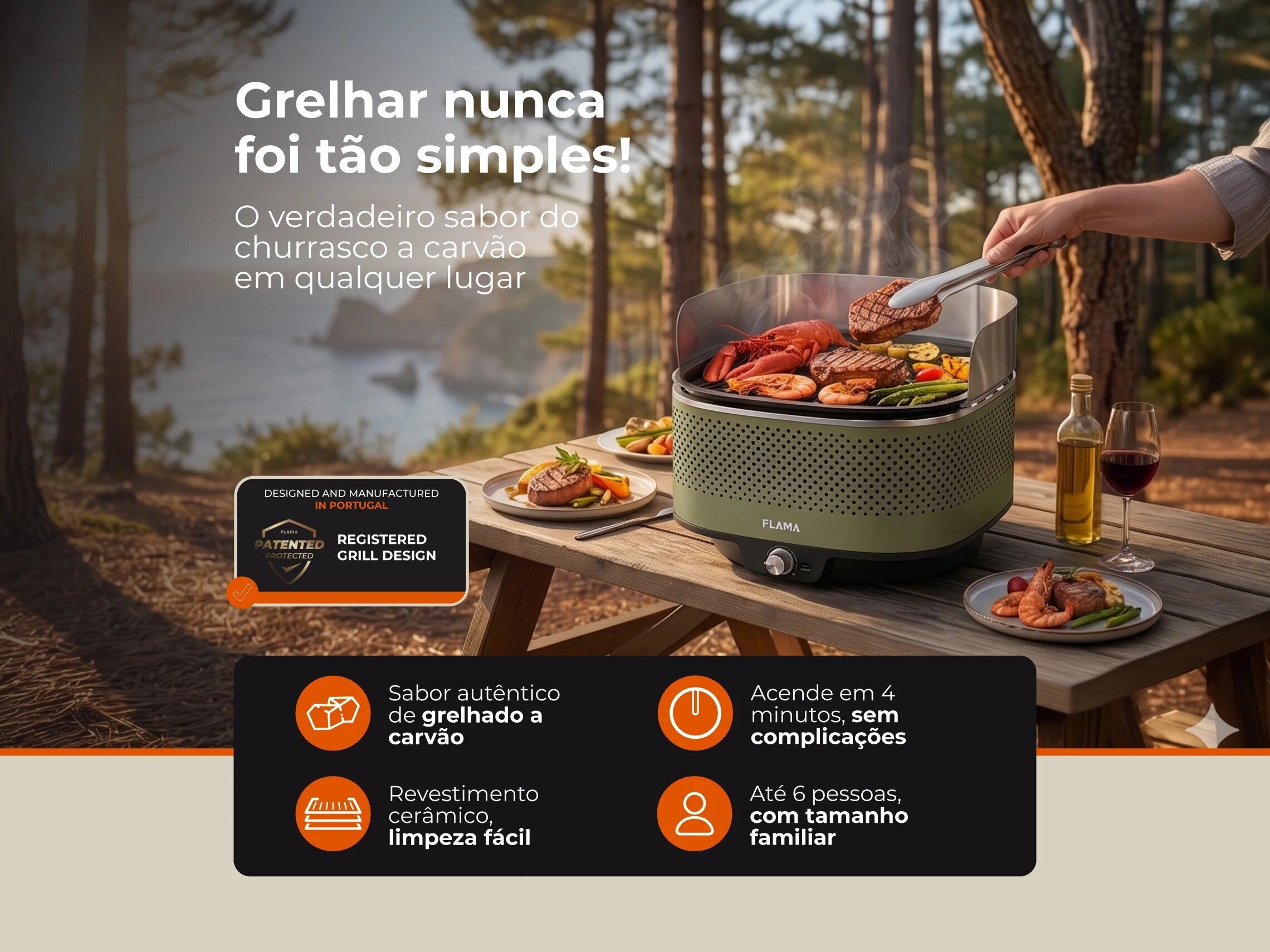 Grelhador a Carvão Mastergrill EVO Forest 4014FL Verde-2