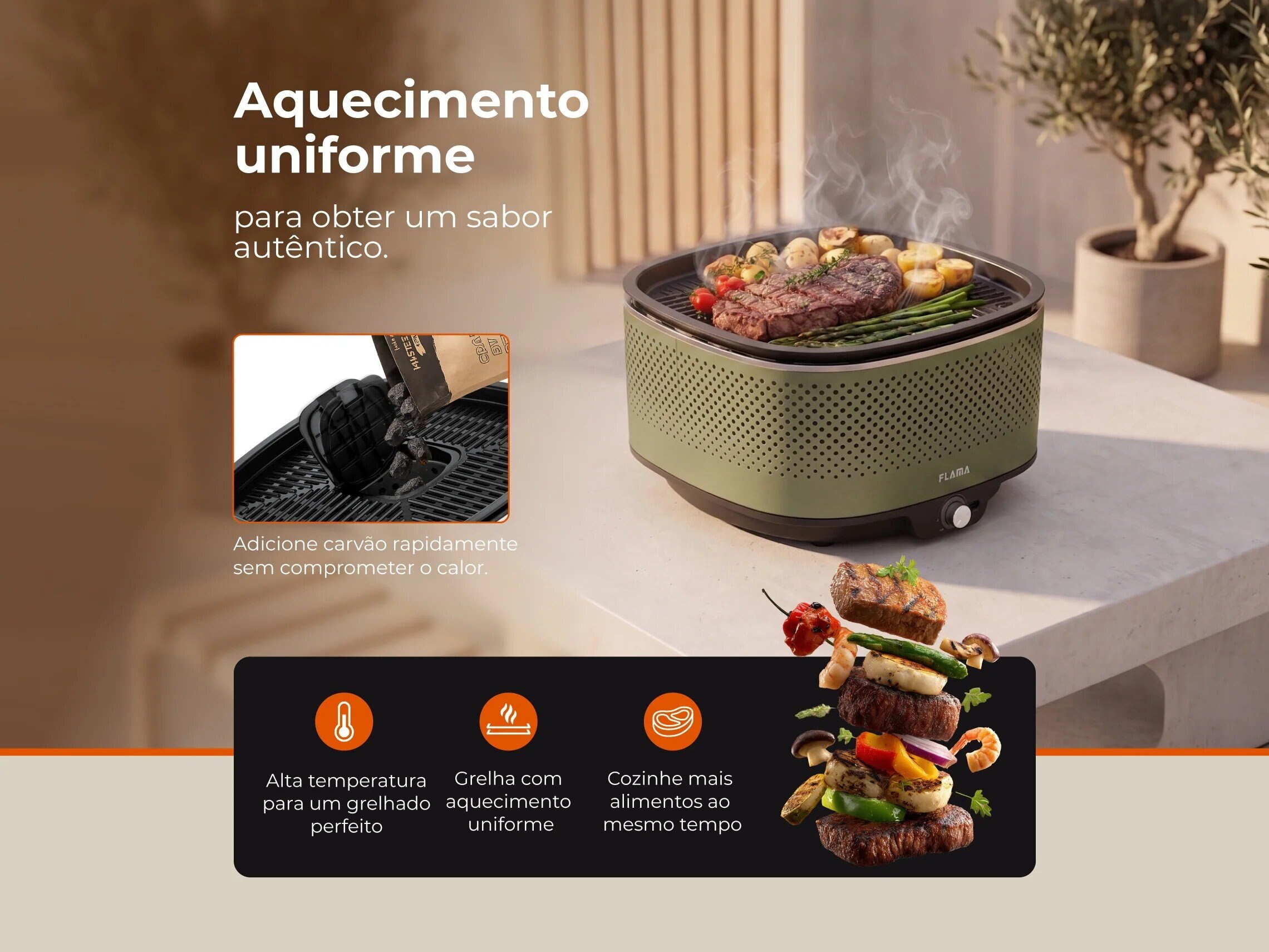 Grelhador a Carvão Mastergrill EVO Forest 4014FL Verde-3