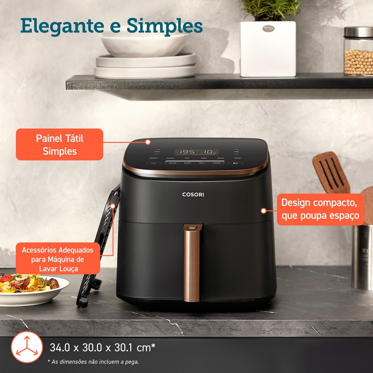 Fritadeira Air Fryer Cosori Turbo Blaze Chef Edition sem Óleo de 1725 W e de 6 Litros - Preto Preto-5
