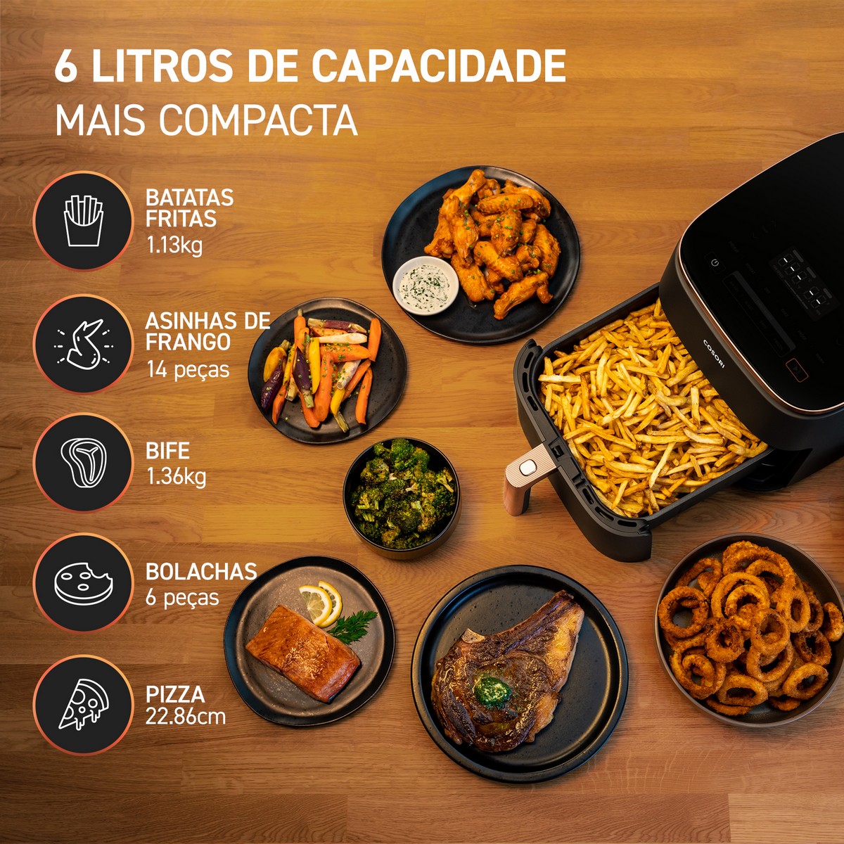 Fritadeira Air Fryer Cosori Turbo Blaze Chef Edition sem Óleo de 1725 W e de 6 Litros - Preto Preto-6