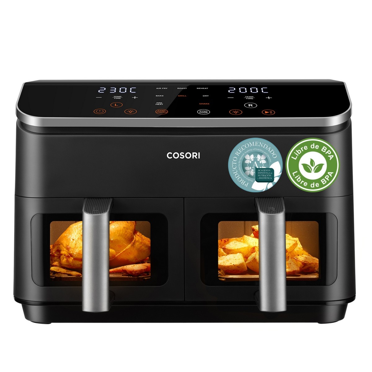 Imagem 0 de Fritadeira Air Fryer Cosori KOSP0026EUN Dual Basket 8.5 Chef Edition de 1800 W e de 8,5 Litros - Preto