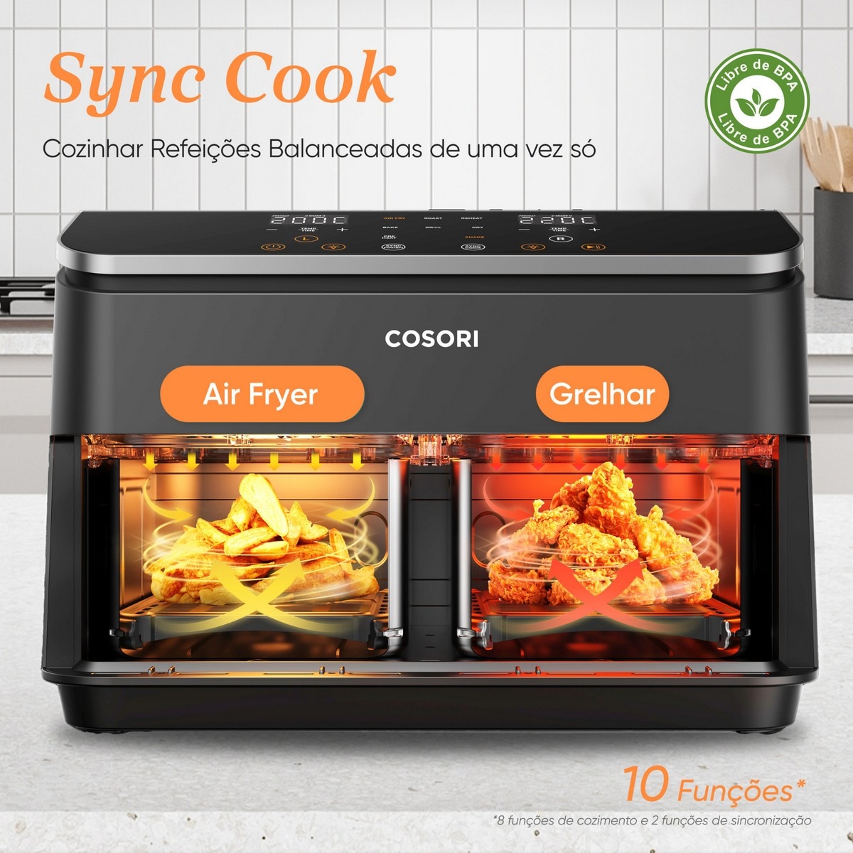 Fritadeira Air Fryer Cosori KOSP0026EUN Dual Basket 8.5 Chef Edition de 1800 W e de 8,5 Litros - Preto Preto-3