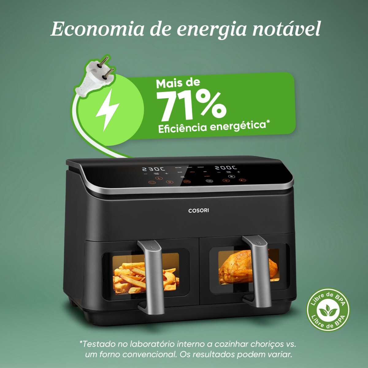 Fritadeira Air Fryer Cosori KOSP0026EUN Dual Basket 8.5 Chef Edition de 1800 W e de 8,5 Litros - Preto Preto-8