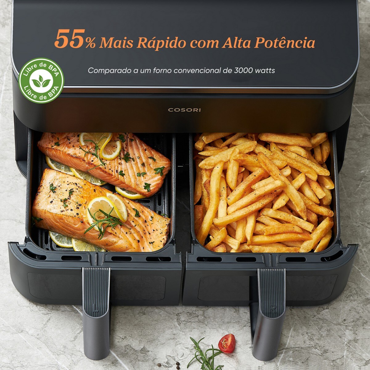 Fritadeira Air Fryer Cosori KOSP0026EUN Dual Basket 8.5 Chef Edition de 1800 W e de 8,5 Litros - Preto Preto-11