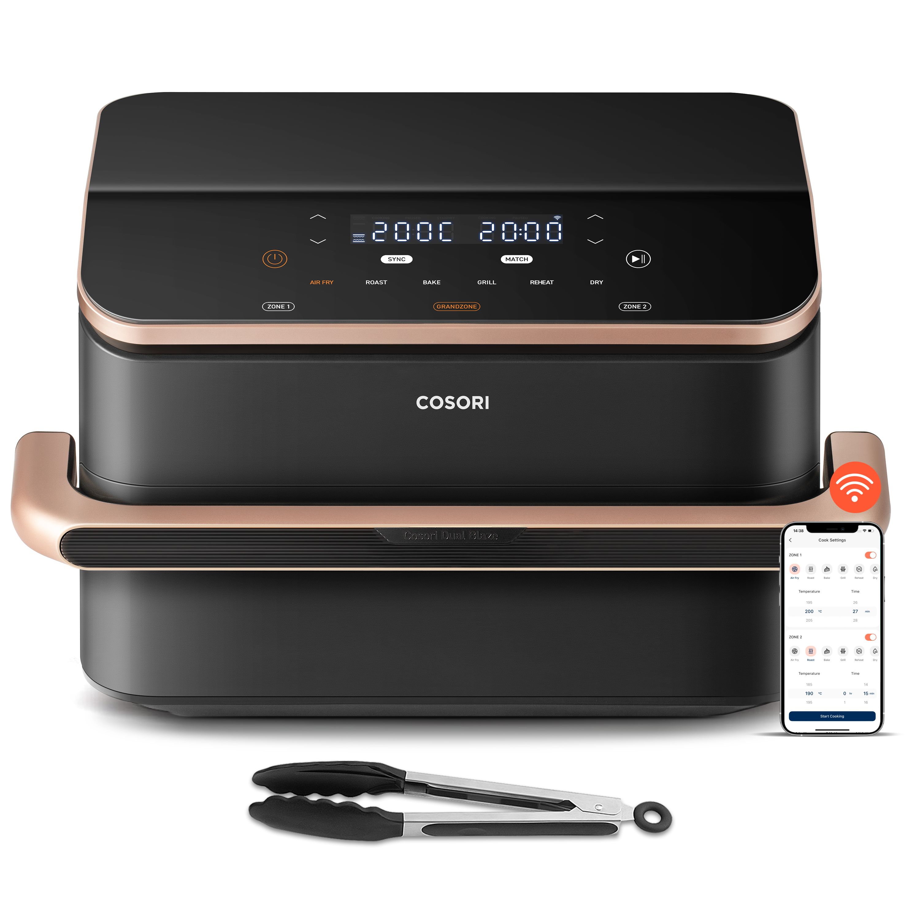 Imagem 0 de Fritadeira  Air Fryer Cososri Dual Blaze TwinFry Chef Edition KOSP0027EUN, sem Óleo, de 10 Litros - Preto