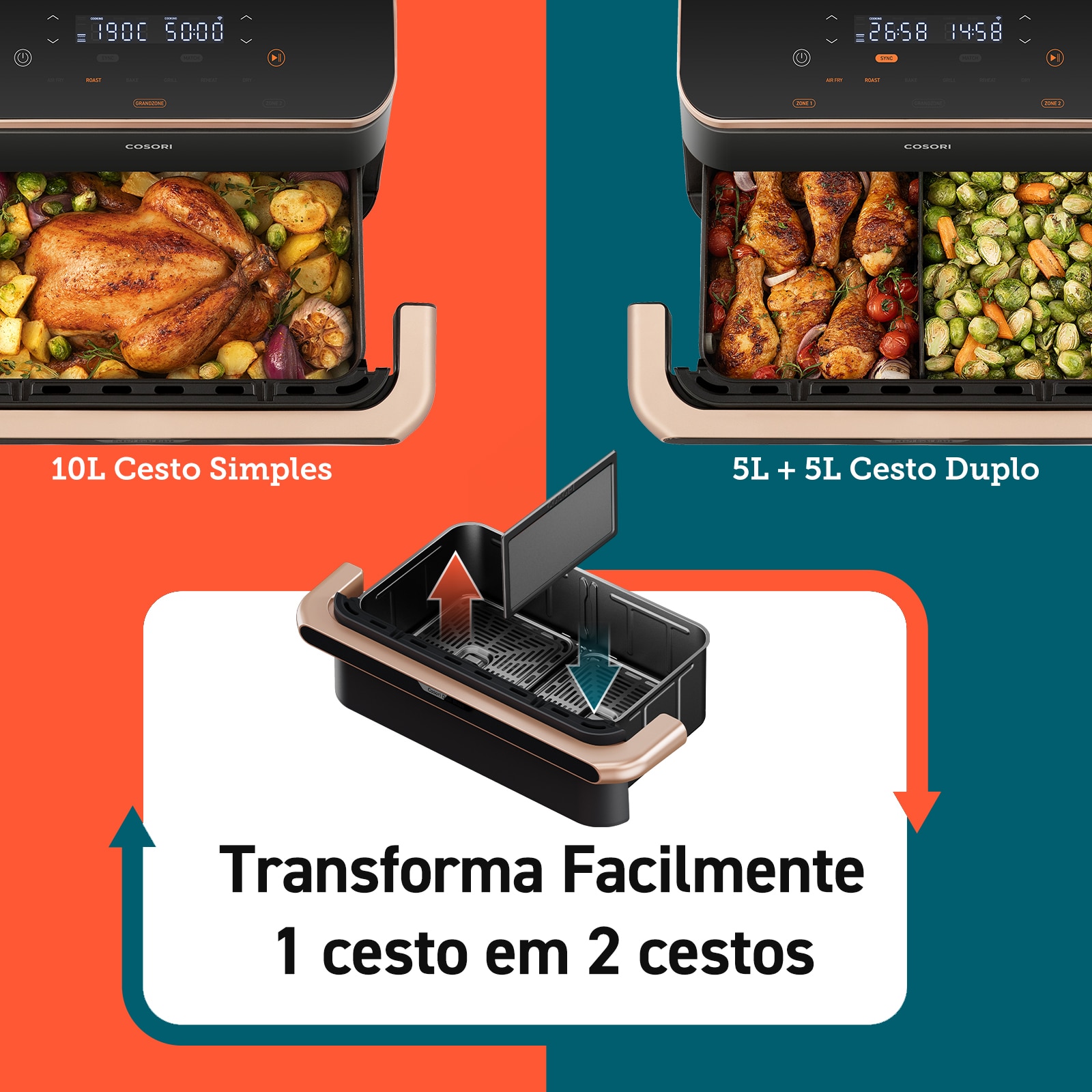 Fritadeira  Air Fryer Cososri Dual Blaze TwinFry Chef Edition KOSP0027EUN, sem Óleo, de 10 Litros - Preto Preto-9