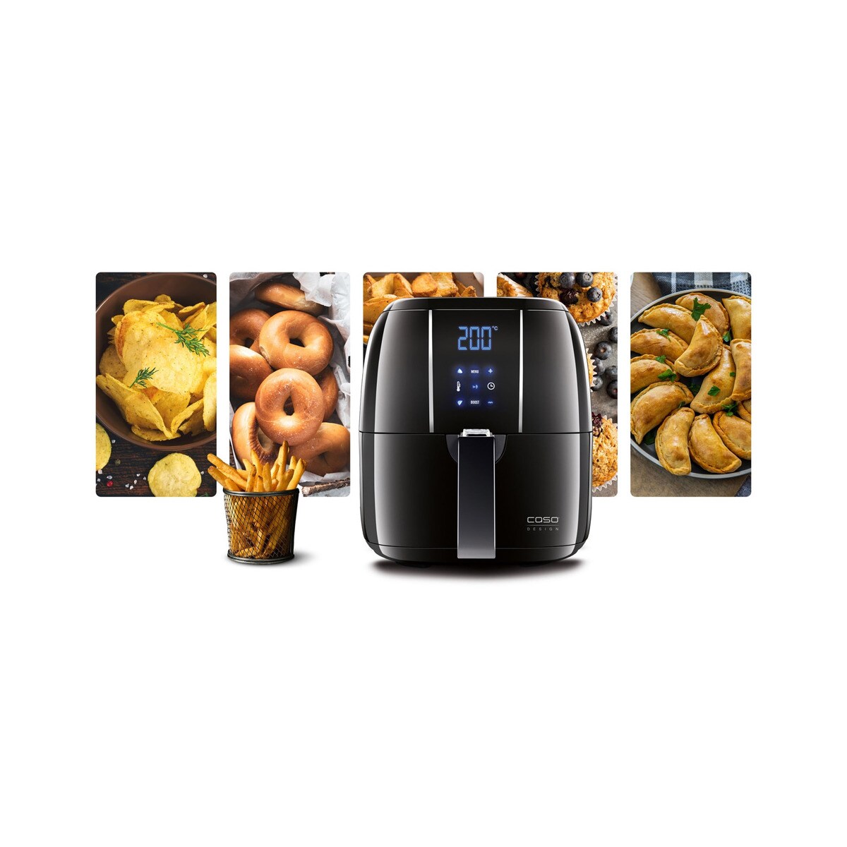 Recondicionado - Grade A - Fritadeira Air Fryer Caso AF 200 5CASOD3172 Multifunções sem Óleo de 1400 W e Capacidade de 2,5 Litros - Preto Preto-3