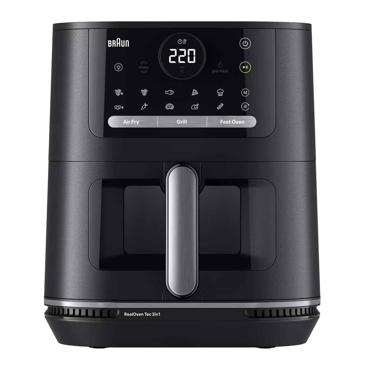 Fritadeira Air Fryer Braun HF5073BK sem Óleo, MultiFry 5 + 3 em 1, de 6 Litros - Preto Preto-1