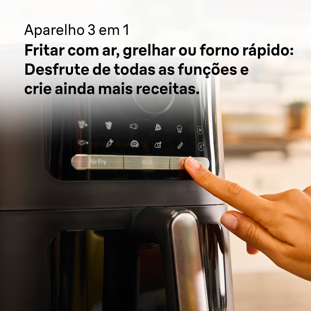 Fritadeira Air Fryer Braun HF5073BK sem Óleo, MultiFry 5 + 3 em 1, de 6 Litros - Preto Preto-2