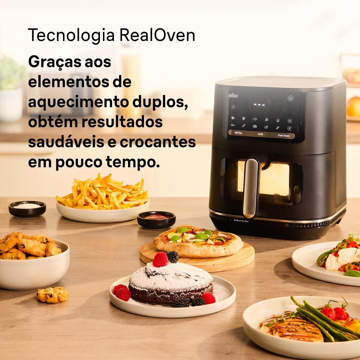 Fritadeira Air Fryer Braun HF5073BK sem Óleo, MultiFry 5 + 3 em 1, de 6 Litros - Preto Preto-3