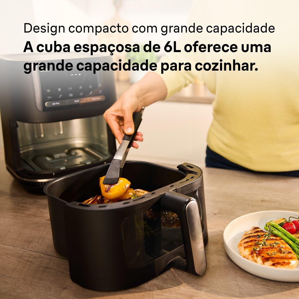 Fritadeira Air Fryer Braun HF5073BK sem Óleo, MultiFry 5 + 3 em 1, de 6 Litros - Preto Preto-6