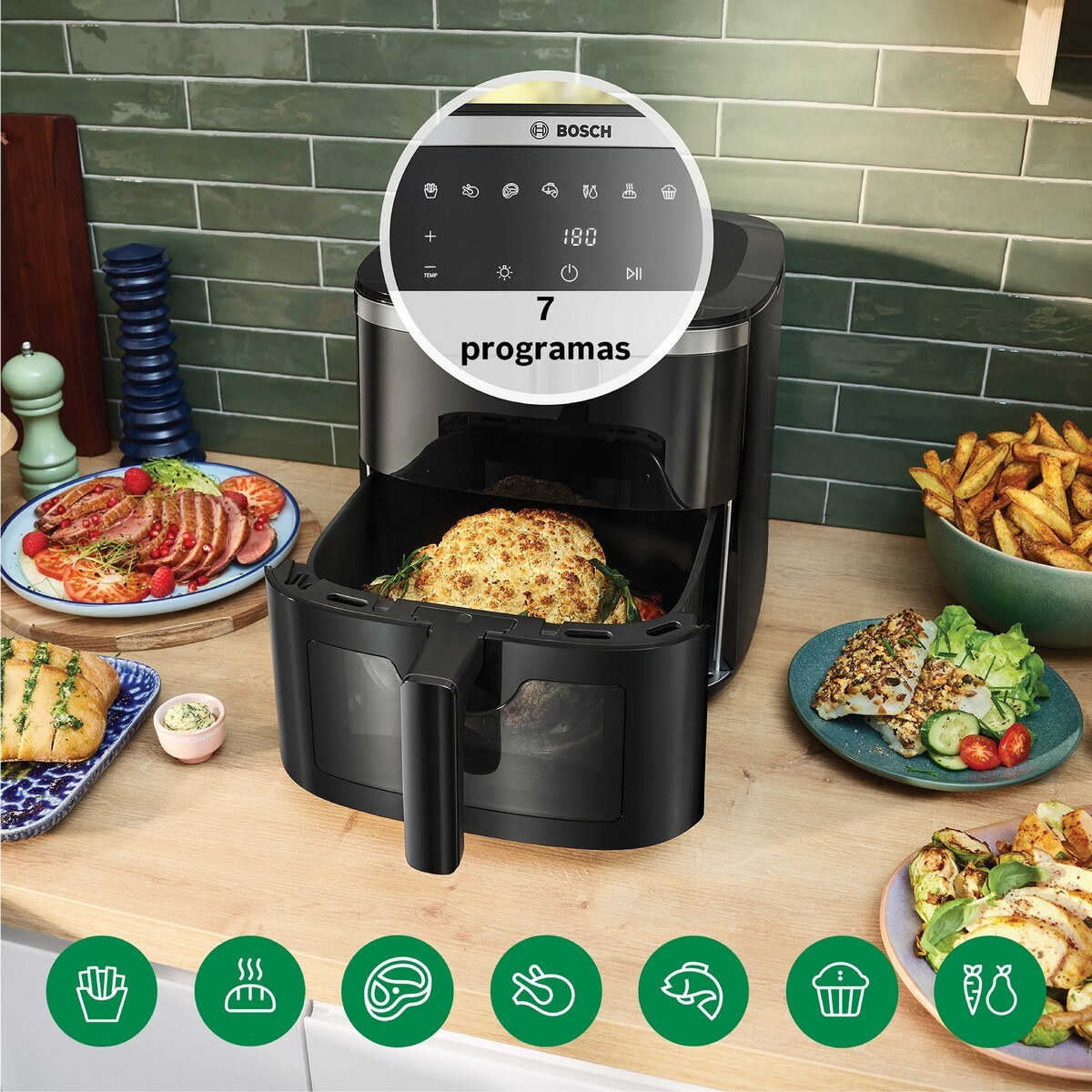 Fritadeira Air Fryer Bosch MAF671B1 Serie 6 de 1800 W e 7,2 Litros - Preto Preto-6