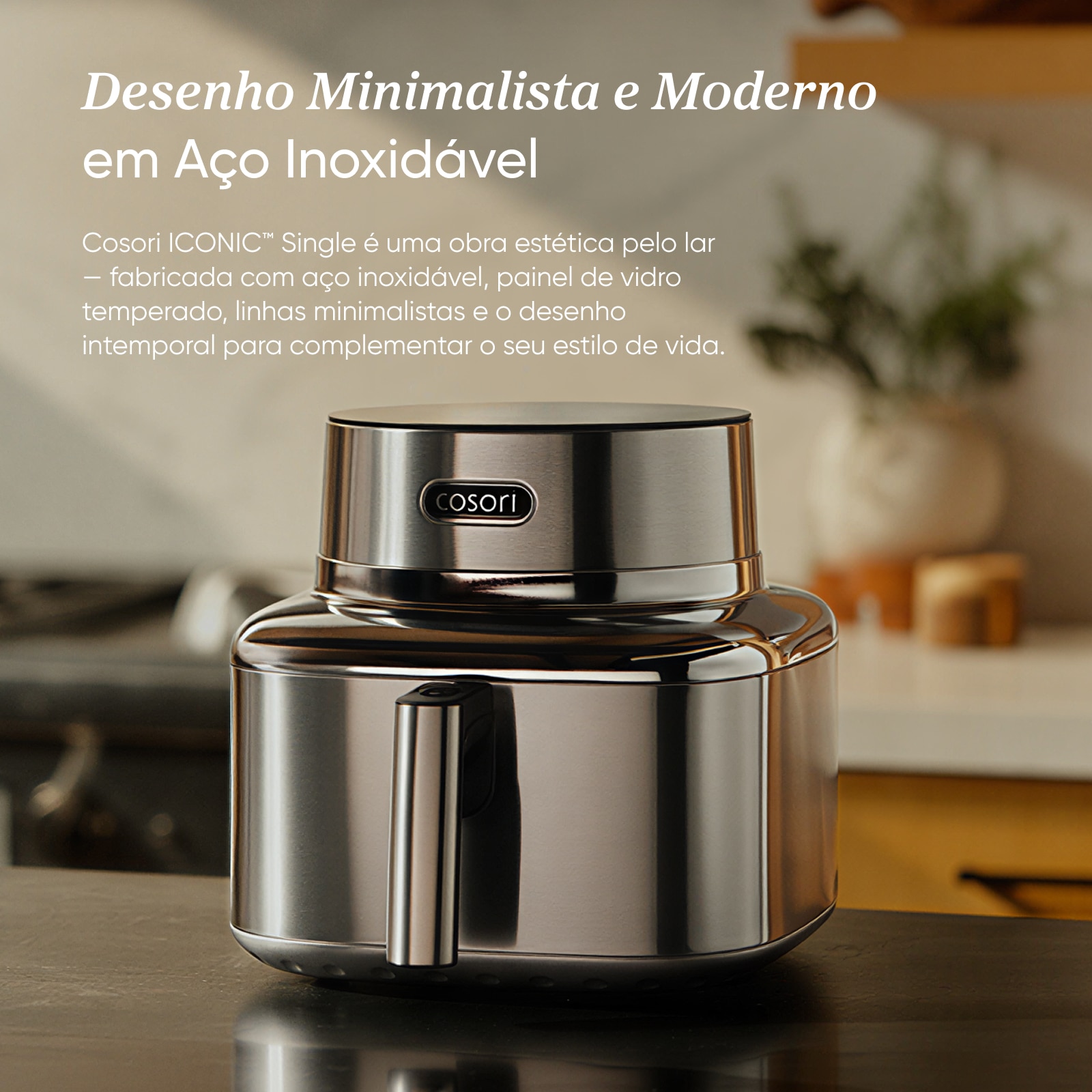 Fritadeira Air Fryer Cosori Iconic Single Smart sem Óleo, de 6,2 Litros - Aço Inoxidável Inox-4